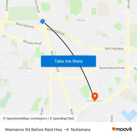 Wanneroo Rd Before Reid Hwy to Nollamara map