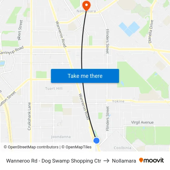Wanneroo Rd - Dog Swamp Shopping Ctr to Nollamara map