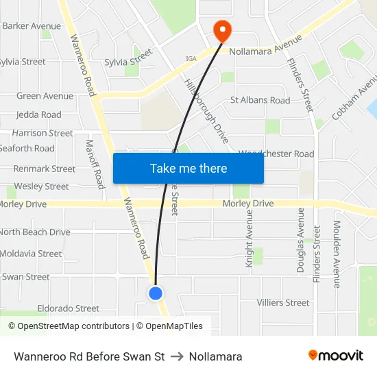Wanneroo Rd Before Swan St to Nollamara map