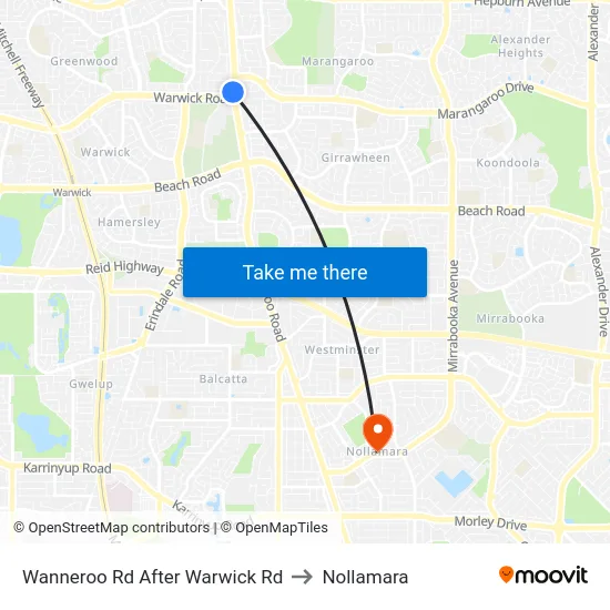 Wanneroo Rd After Warwick Rd to Nollamara map