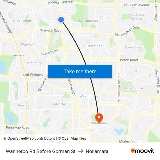 Wanneroo Rd Before Gorman St to Nollamara map