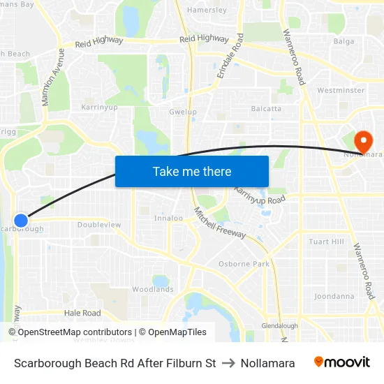 Scarborough Beach Rd After Filburn St to Nollamara map