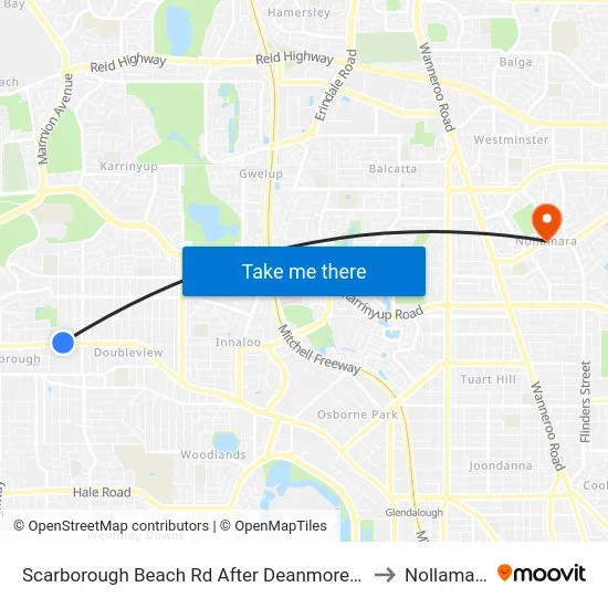 Scarborough Beach Rd After Deanmore Rd to Nollamara map