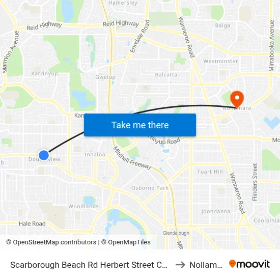 Scarborough Beach Rd Herbert Street Cat Id 27 to Nollamara map