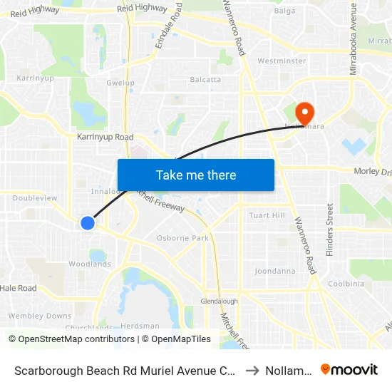 Scarborough Beach Rd Muriel Avenue Cat Id 32 to Nollamara map