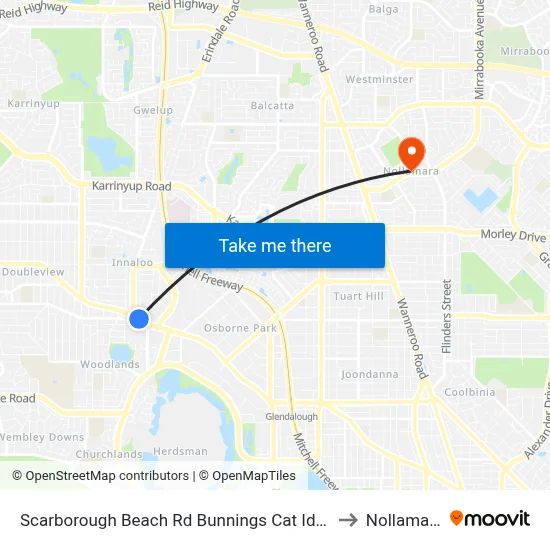 Scarborough Beach Rd Bunnings Cat Id 34 to Nollamara map
