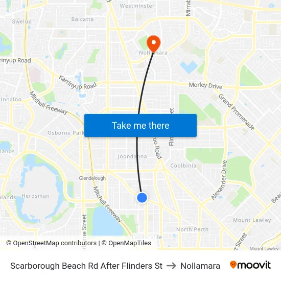 Scarborough Beach Rd After Flinders St to Nollamara map