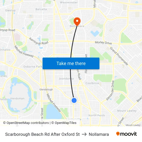 Scarborough Beach Rd After Oxford St to Nollamara map