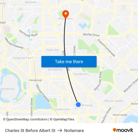 Charles St Before Albert St to Nollamara map