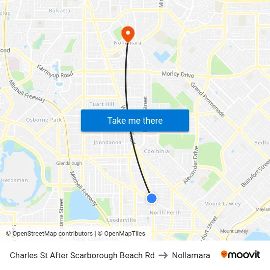 Charles St After Scarborough Beach Rd to Nollamara map