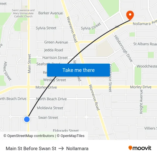 Main St Before Swan St to Nollamara map