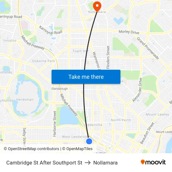Cambridge St After Southport St to Nollamara map