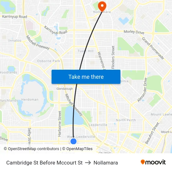 Cambridge St Before Mccourt St to Nollamara map