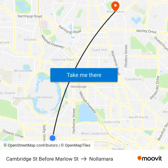 Cambridge St Before Marlow St to Nollamara map