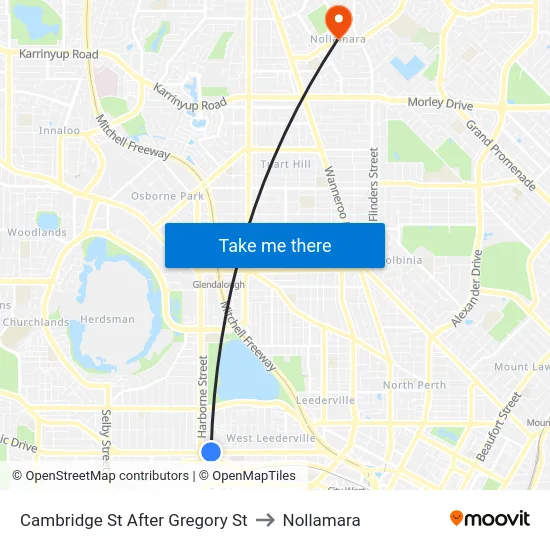 Cambridge St After Gregory St to Nollamara map
