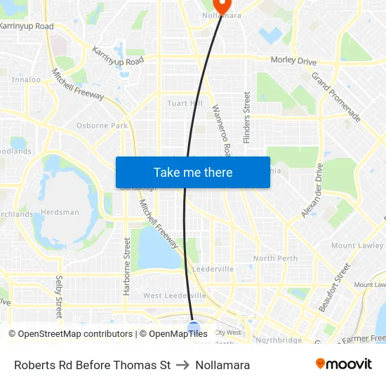 Roberts Rd Before Thomas St to Nollamara map