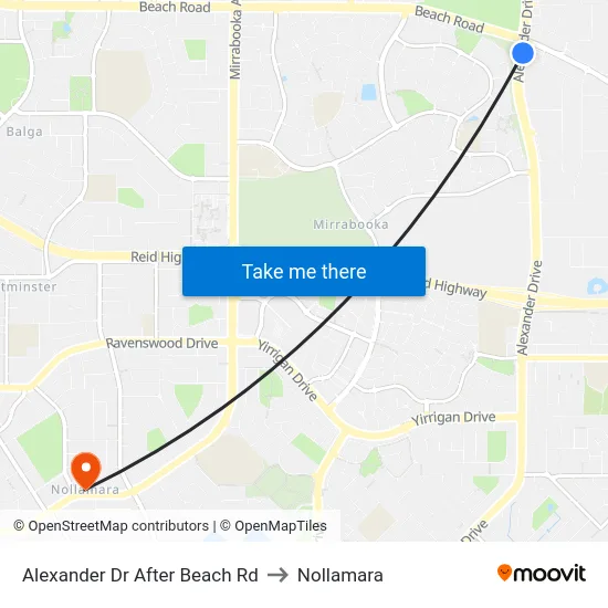 Alexander Dr After Beach Rd to Nollamara map