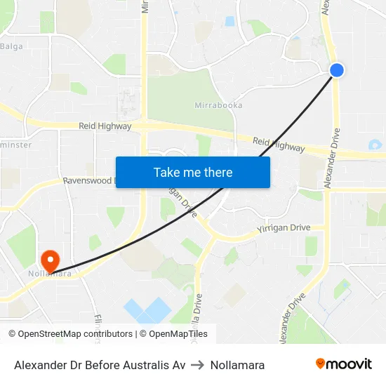 Alexander Dr Before Australis Av to Nollamara map