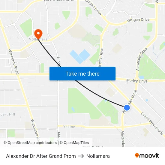 Alexander Dr After Grand Prom to Nollamara map