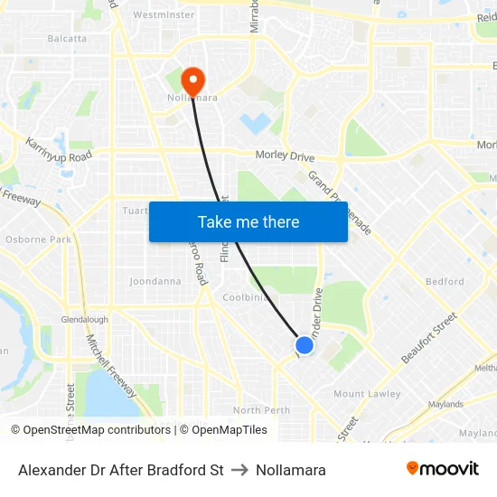 Alexander Dr After Bradford St to Nollamara map