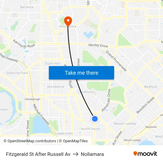 Fitzgerald St After Russell Av to Nollamara map