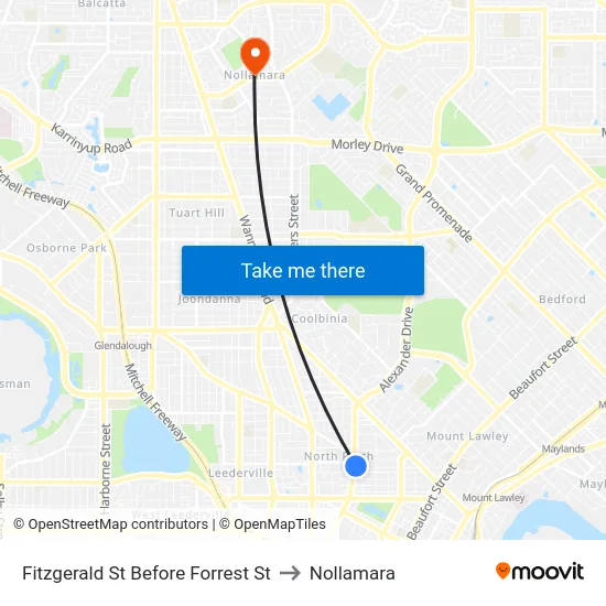 Fitzgerald St Before Forrest St to Nollamara map