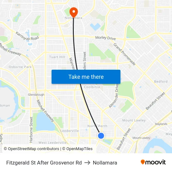 Fitzgerald St After Grosvenor Rd to Nollamara map