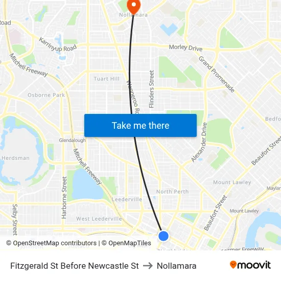 Fitzgerald St Before Newcastle St to Nollamara map