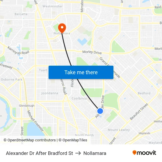 Alexander Dr After Bradford St to Nollamara map