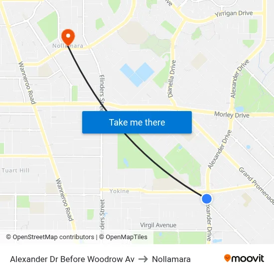 Alexander Dr Before Woodrow Av to Nollamara map