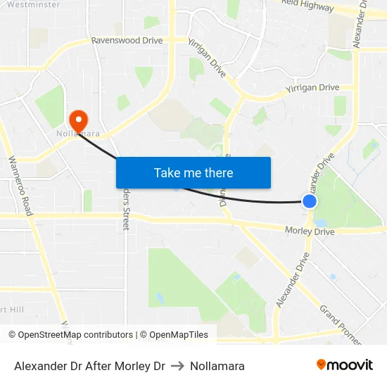 Alexander Dr After Morley Dr to Nollamara map