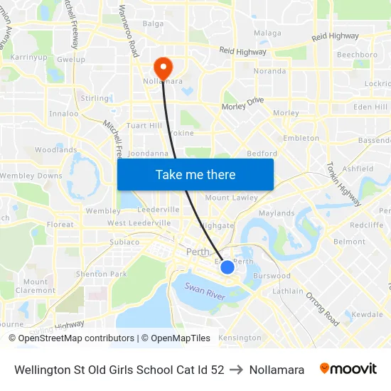 Wellington St Old Girls School Cat Id 52 to Nollamara map