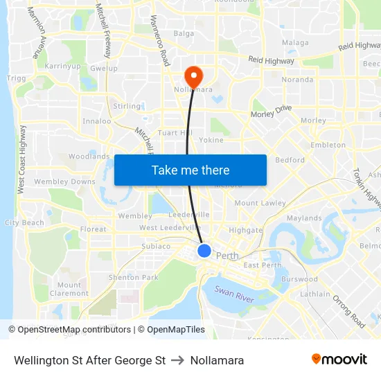 Wellington St After George St to Nollamara map