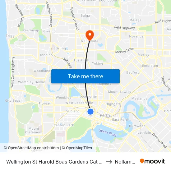 Wellington St Harold Boas Gardens Cat Id 41 to Nollamara map