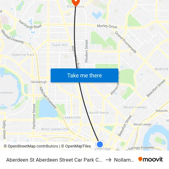 Aberdeen St Aberdeen Street Car Park Cat Id 9 to Nollamara map