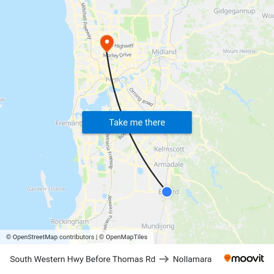 South Western Hwy Before Thomas Rd to Nollamara map