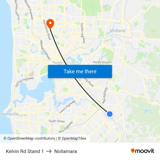 Kelvin Rd Stand 1 to Nollamara map