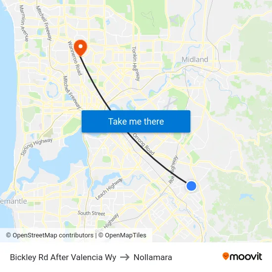 Bickley Rd After Valencia Wy to Nollamara map