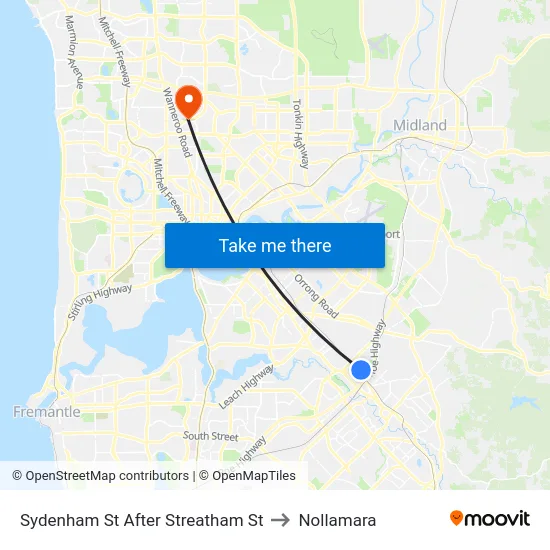 Sydenham St After Streatham St to Nollamara map