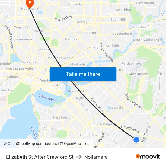 Elizabeth St After Crawford St to Nollamara map