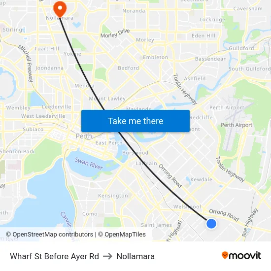 Wharf St Before Ayer Rd to Nollamara map