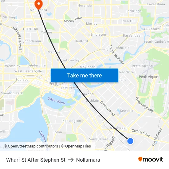 Wharf St After Stephen St to Nollamara map