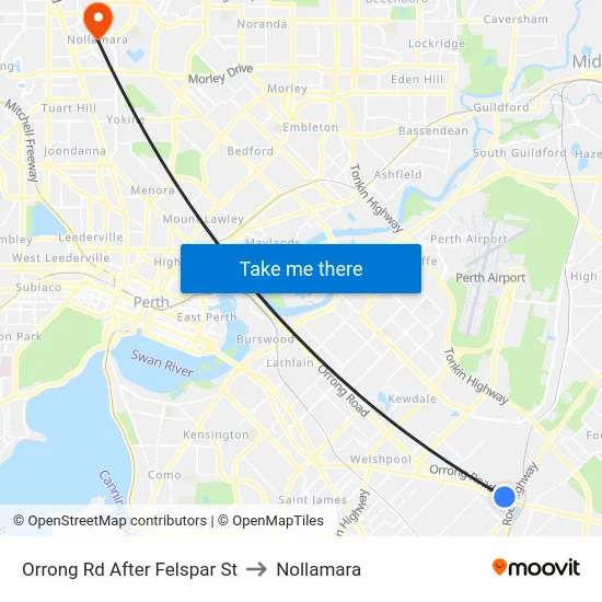 Orrong Rd After Felspar St to Nollamara map