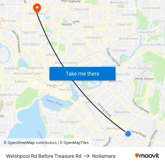 Welshpool Rd Before Treasure Rd to Nollamara map