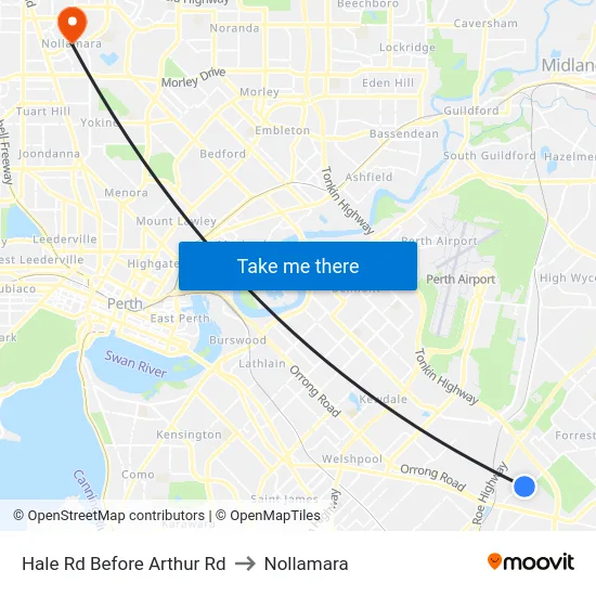 Hale Rd Before Arthur Rd to Nollamara map