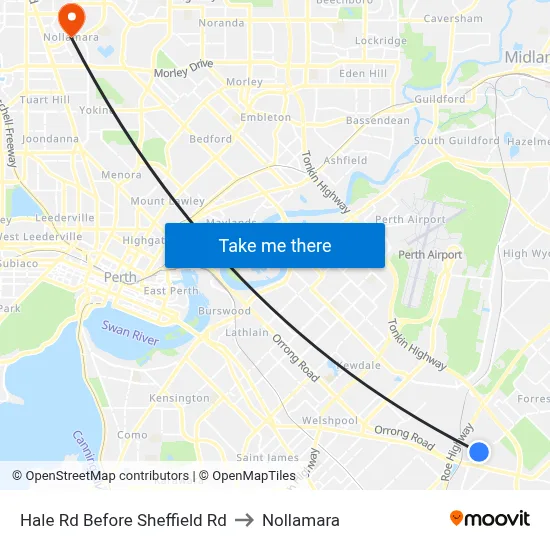 Hale Rd Before Sheffield Rd to Nollamara map