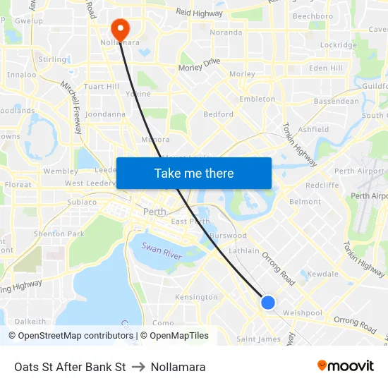 Oats St After Bank St to Nollamara map