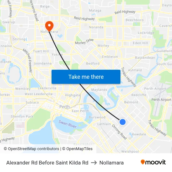Alexander Rd Before Saint Kilda Rd to Nollamara map