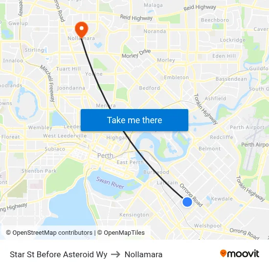 Star St Before Asteroid Wy to Nollamara map
