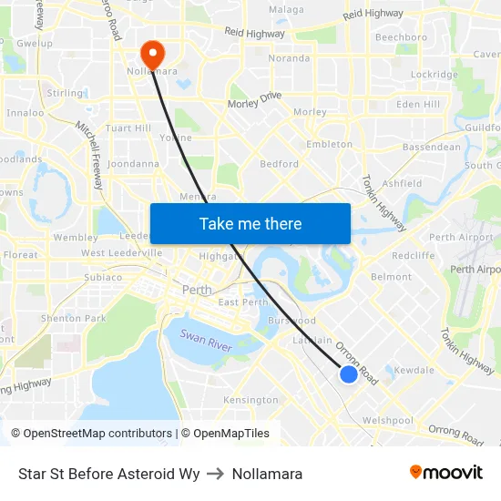 Star St Before Asteroid Wy to Nollamara map